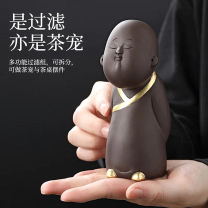 Creative tea leak tea filter household purple sand tea pet tea table small ornaments tea filter bucket hat tea filter
