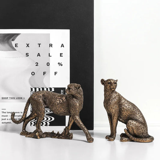 Creative vintage leopard statue  Resin animal African leopard modern art sculpture Home Living Room Office Decoration Crafts