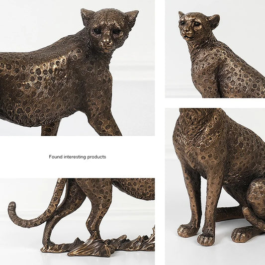 Creative vintage leopard statue  Resin animal African leopard modern art sculpture Home Living Room Office Decoration Crafts