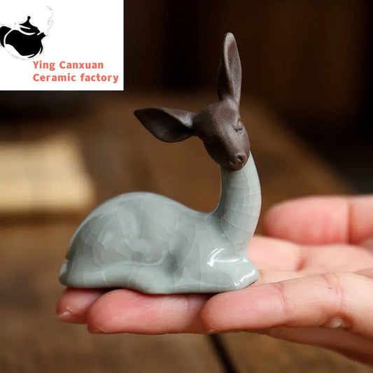 Creativity Ceramics Tea Pet Rabbit Cow Model Statue Ornaments Animal Tea Figurine Chinese Tea Decoration Accessories Crafts