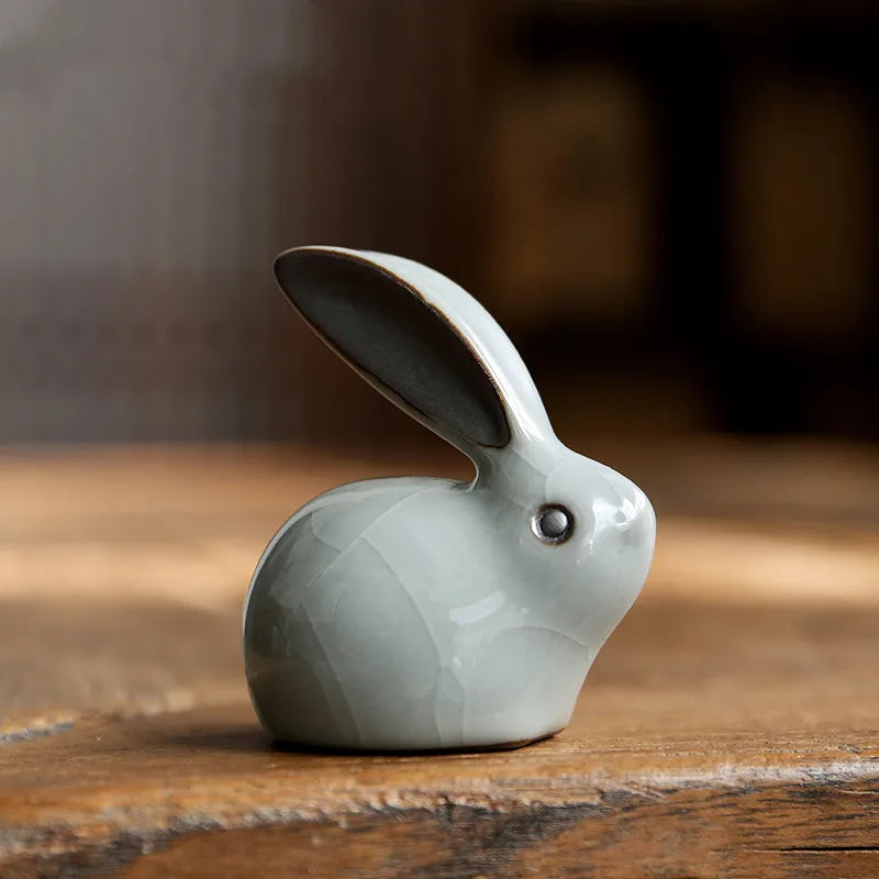 Creativity Ceramics Tea Pet Rabbit Cow Model Statue Ornaments Animal Tea Figurine Chinese Tea Decoration Accessories Crafts