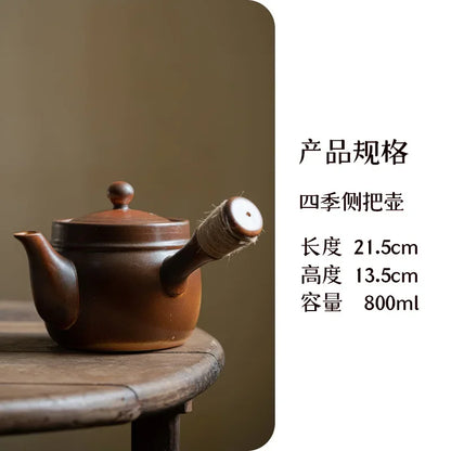 Creativity Fireplace Tea Pot Ceramics Pumpkin Loop-handled Teapot Side Handled Teapots Tea Maker Kettle Indoor Outdoor Teaware