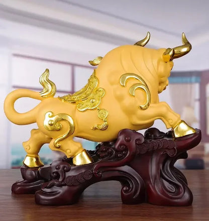 Creativity Resin Desktop Ornaments Home Lucky Bull Sculpture Crafts Living Room Bogu Frame Decoration Shop Opening Gifts