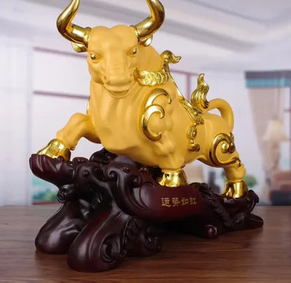 Creativity Resin Desktop Ornaments Home Lucky Bull Sculpture Crafts Living Room Bogu Frame Decoration Shop Opening Gifts
