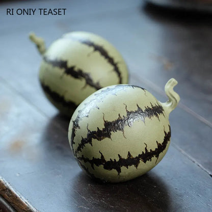 Creativity Yixing Purple Clay Tea Pet Bionic Watermelon Ornaments Handmade Zisha Tea Figurine Crafts Chinese Tea Set Decoration