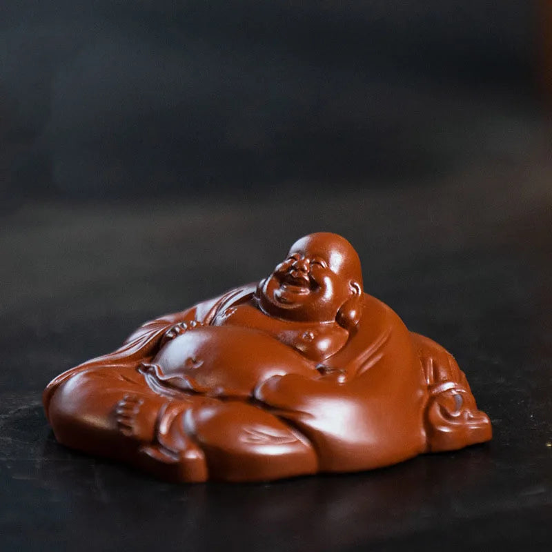 Creativity Yixing Purple Clay Tea Pet Buddha Maitreya Figurine Ornaments Handmade Sculpture Tea Ceremony Craft Teaset Decoration