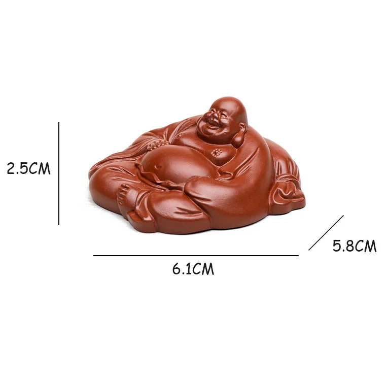 Creativity Yixing Purple Clay Tea Pet Buddha Maitreya Figurine Ornaments Handmade Sculpture Tea Ceremony Craft Teaset Decoration