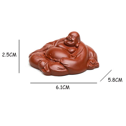 Creativity Yixing Purple Clay Tea Pet Buddha Maitreya Figurine Ornaments Handmade Sculpture Tea Ceremony Craft Teaset Decoration