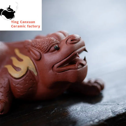 Creativity Yixing Purple Clay Tea Pet Dragon Statue Ornaments Handmade Sculpture Tea Figurine Chinese Tea Ceremony Decoration
