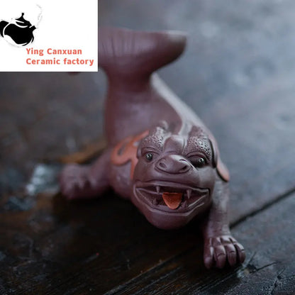 Creativity Yixing Purple Clay Tea Pet Dragon Statue Ornaments Handmade Sculpture Tea Figurine Chinese Tea Ceremony Decoration