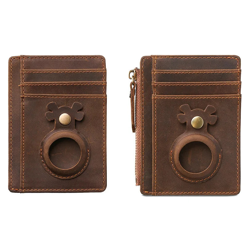 Credit Card Clip Wallet Card Sleeve Locator Tracker Anti-Lost Device Stand Sleeve Storage Bag Wallet Cow Leather Card Holder