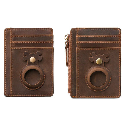 Credit Card Clip Wallet Card Sleeve Locator Tracker Anti-Lost Device Stand Sleeve Storage Bag Wallet Cow Leather Card Holder