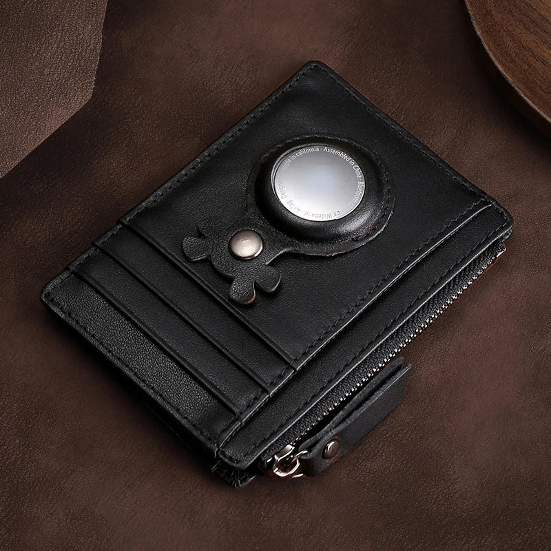 Credit Card Clip Wallet Card Sleeve Locator Tracker Anti-Lost Device Stand Sleeve Storage Bag Wallet Cow Leather Card Holder