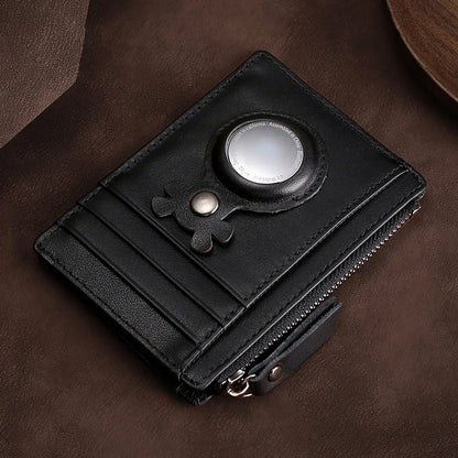 Credit Card Clip Wallet Card Sleeve Locator Tracker Anti-Lost Device Stand Sleeve Storage Bag Wallet Cow Leather Card Holder