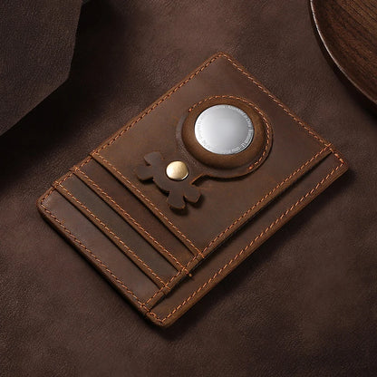 Credit Card Clip Wallet Card Sleeve Locator Tracker Anti-Lost Device Stand Sleeve Storage Bag Wallet Cow Leather Card Holder