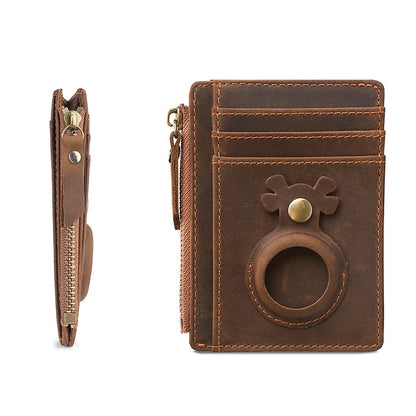 Credit Card Clip Wallet Card Sleeve Locator Tracker Anti-Lost Device Stand Sleeve Storage Bag Wallet Cow Leather Card Holder