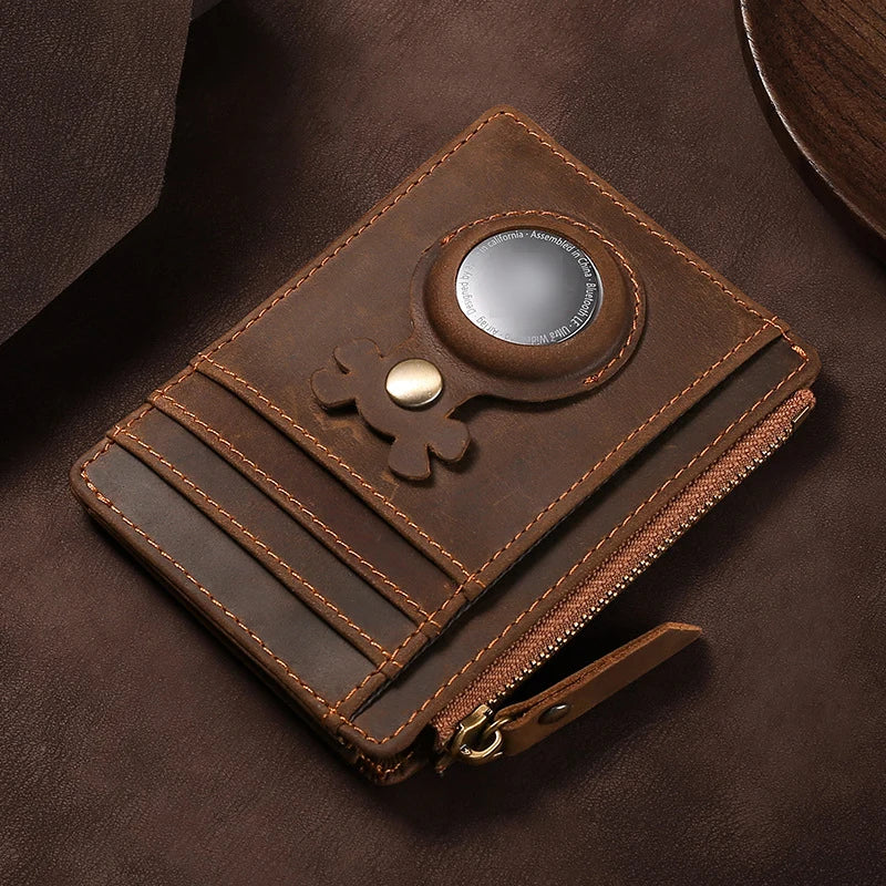 Credit Card Clip Wallet Card Sleeve Locator Tracker Anti-Lost Device Stand Sleeve Storage Bag Wallet Cow Leather Card Holder