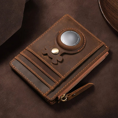 Credit Card Clip Wallet Card Sleeve Locator Tracker Anti-Lost Device Stand Sleeve Storage Bag Wallet Cow Leather Card Holder
