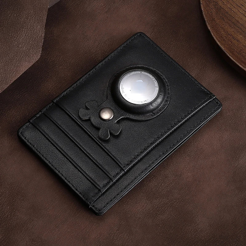 Credit Card Clip Wallet Card Sleeve Locator Tracker Anti-Lost Device Stand Sleeve Storage Bag Wallet Cow Leather Card Holder