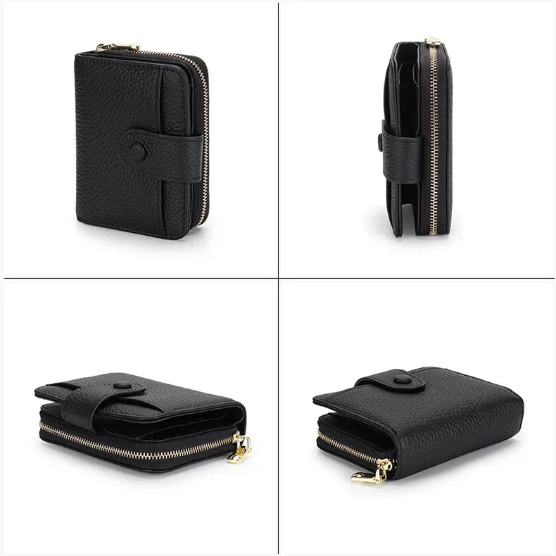 Credit Card Holder for Women Cow Leather Ladies Female Cardholder s Accordion Purse Bag Luxury Zipper Around Wallet