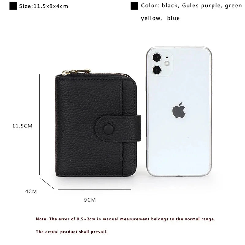 Credit Card Holder for Women Cow Leather Ladies Female Cardholder s Accordion Purse Bag Luxury Zipper Around Wallet