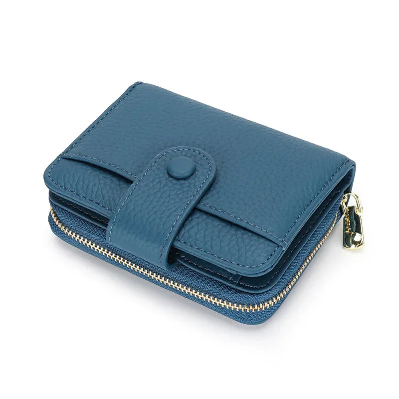 Credit Card Holder for Women Cow Leather Ladies Female Cardholder s Accordion Purse Bag Luxury Zipper Around Wallet