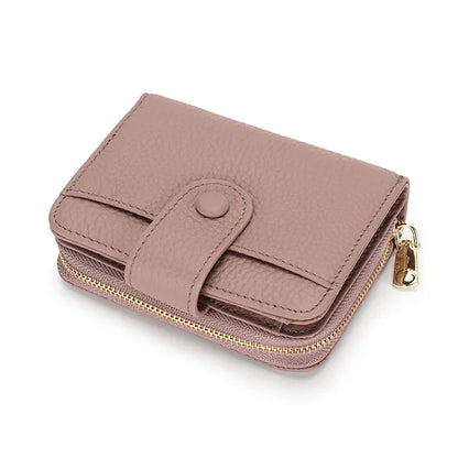Credit Card Holder for Women Cow Leather Ladies Female Cardholder s Accordion Purse Bag Luxury Zipper Around Wallet