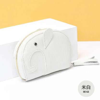 Credit Holder Zipper ID Bank Card Case Wallet for Women Leather Cute Elephant Organ Small Wallets Japanese Accordion Gift