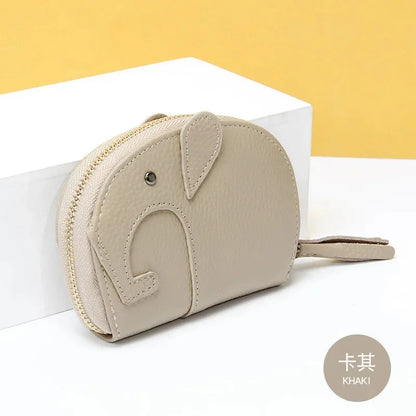 Credit Holder Zipper ID Bank Card Case Wallet for Women Leather Cute Elephant Organ Small Wallets Japanese Accordion Gift
