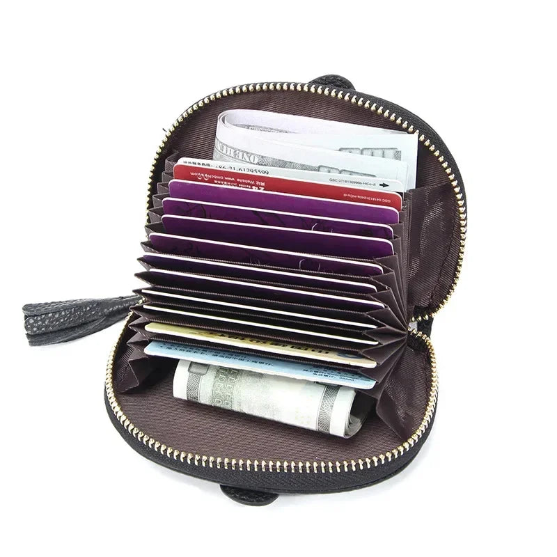 Credit Holder Zipper ID Bank Card Case Wallet for Women Leather Cute Elephant Organ Small Wallets Japanese Accordion Gift