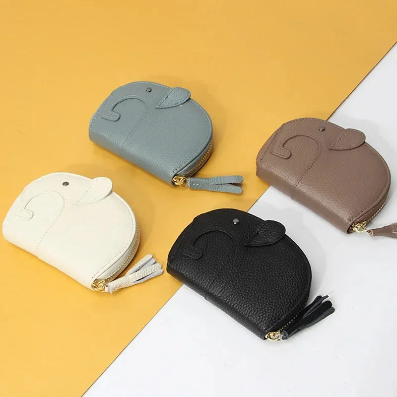 Credit Holder Zipper ID Bank Card Case Wallet for Women Leather Cute Elephant Organ Small Wallets Japanese Accordion Gift