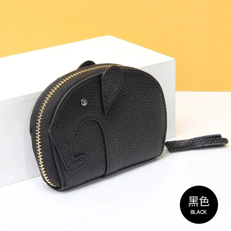 Credit Holder Zipper ID Bank Card Case Wallet for Women Leather Cute Elephant Organ Small Wallets Japanese Accordion Gift