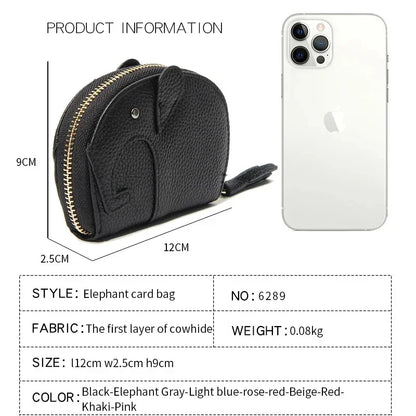Credit Holder Zipper ID Bank Card Case Wallet for Women Leather Cute Elephant Organ Small Wallets Japanese Accordion Gift