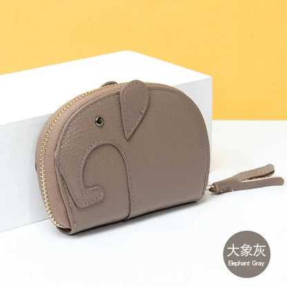 Credit Holder Zipper ID Bank Card Case Wallet for Women Leather Cute Elephant Organ Small Wallets Japanese Accordion Gift