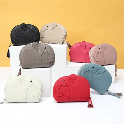 Credit Holder Zipper ID Bank Card Case Wallet for Women Leather Cute Elephant Organ Small Wallets Japanese Accordion Gift