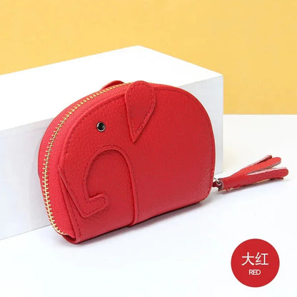 Credit Holder Zipper ID Bank Card Case Wallet for Women Leather Cute Elephant Organ Small Wallets Japanese Accordion Gift