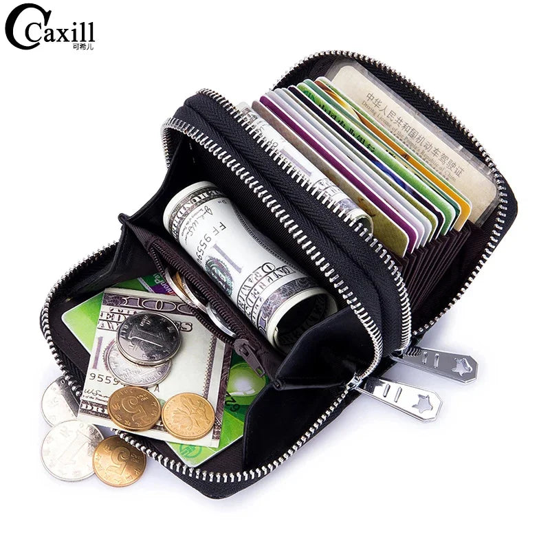 Credit Holder s for Women RFID Blocking Small Flowers Painted Leather Card Case Double Zipper Accordion Wallet