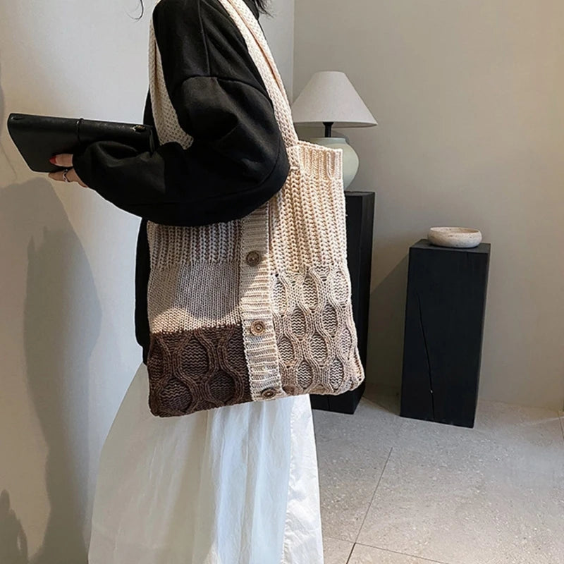 Crochet Tote Bag Beach Bag For Women Knitted Shoulder Handbag Purse