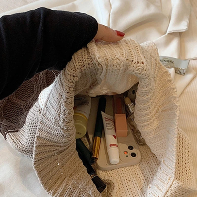 Crochet Tote Bag Beach Bag For Women Knitted Shoulder Handbag Purse