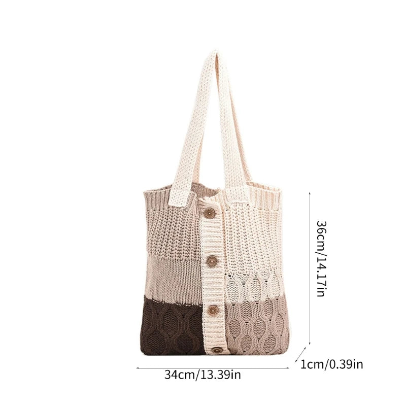 Crochet Tote Bag Beach Bag For Women Knitted Shoulder Handbag Purse