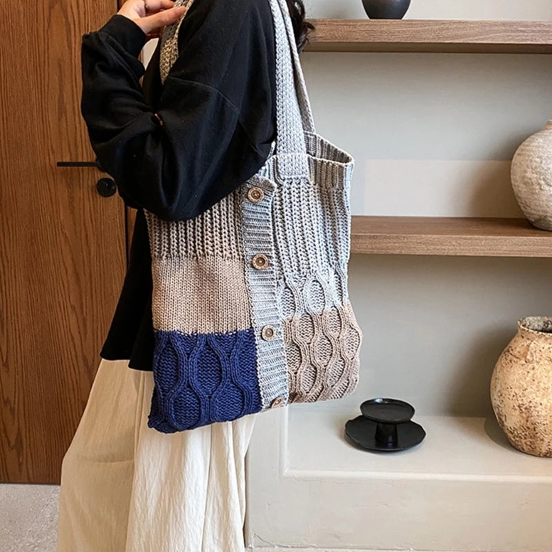 Crochet Tote Bag Beach Bag For Women Knitted Shoulder Handbag Purse