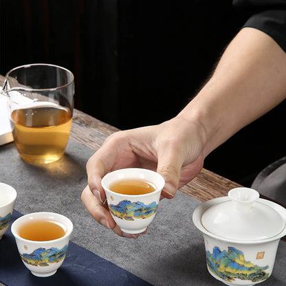 Crockery Ceramic Teapots with 3 Tea Cups Porcelain Gaiwan Kung Fu Teaset Portable Teaware Travel Tea Set Drinkware Gifts