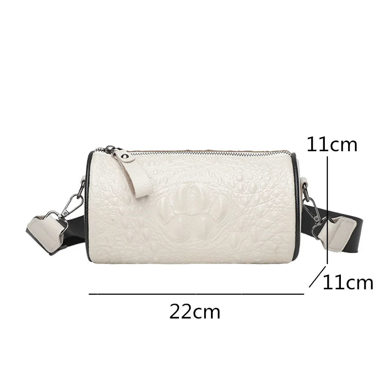Crocodile Cow Leather Handbag for Women 2022 New Weave Wide Straps Female Shoulder Crossbody Bag Genuine Leather Ladies Tote Sac