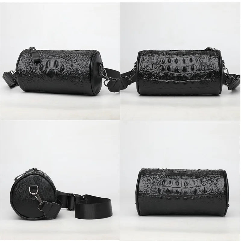 Crocodile Cow Leather Handbag for Women 2022 New Weave Wide Straps Female Shoulder Crossbody Bag Genuine Leather Ladies Tote Sac