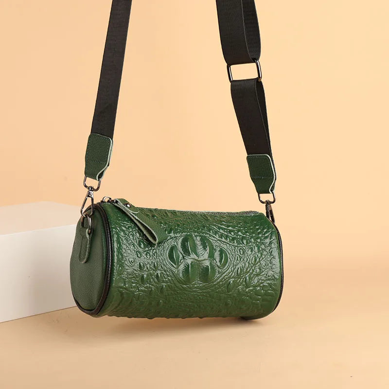 Crocodile Cow Leather Handbag for Women 2022 New Weave Wide Straps Female Shoulder Crossbody Bag Genuine Leather Ladies Tote Sac