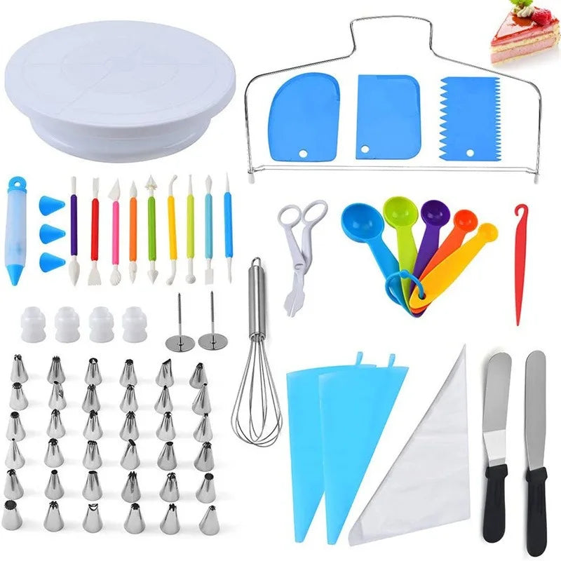 Cross Border Baking Set, Cake Turntable, Cream Decorated Mouth, Decorated Bag, Paper Cup, Baking Tool, New, 78 Pcs