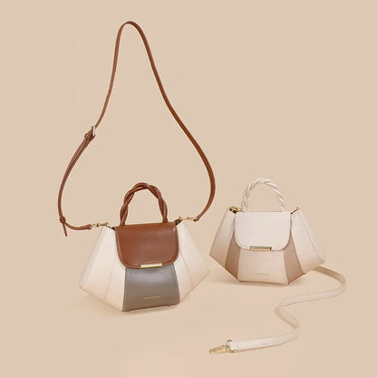 Crossbody Bag, Shell Bag, Contrast Color Women's Bag, Genuine Leather Handbag, Dumpling Bags Luxury Designer Handbag