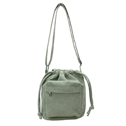 Crossbody Bag Shoulder Bag Drawstring Corduroy Trendy Bag Versatile Lady Purse