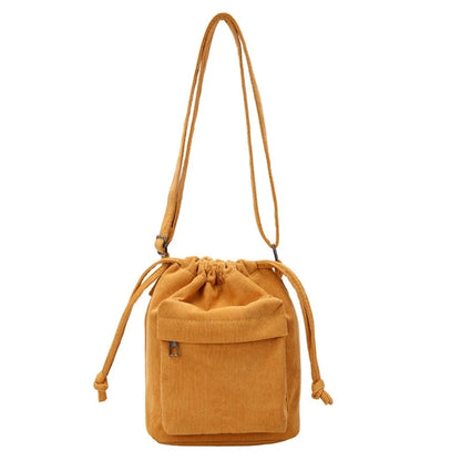Crossbody Bag Shoulder Bag Drawstring Corduroy Trendy Bag Versatile Lady Purse