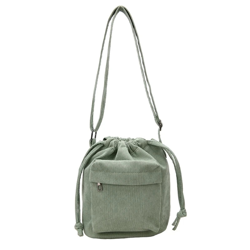 Crossbody Bag Shoulder Bag Drawstring Corduroy Trendy Bag Versatile Lady Purse